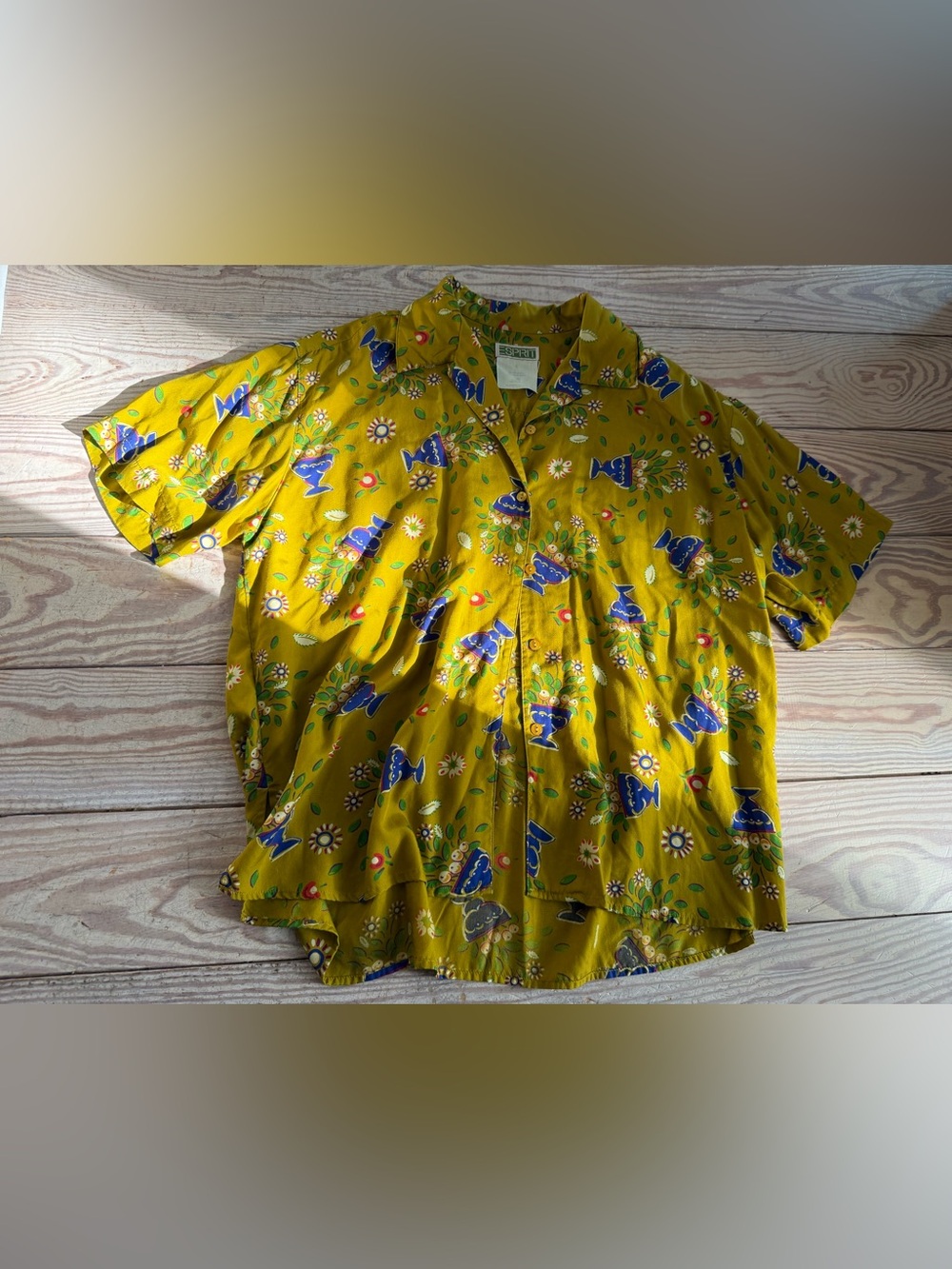 Vintage Esprit Floral Vase Print Shirt Size L